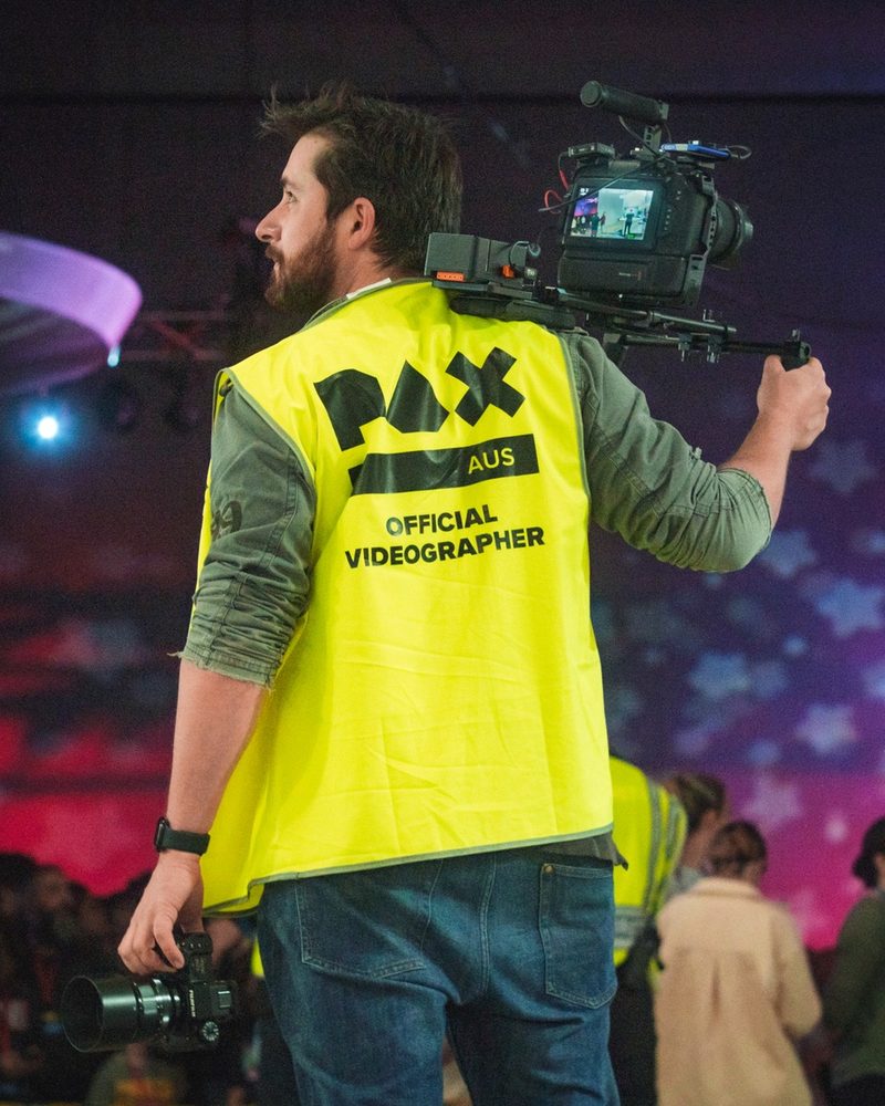 Tobias Venus filming at PAX Australia as official videographer